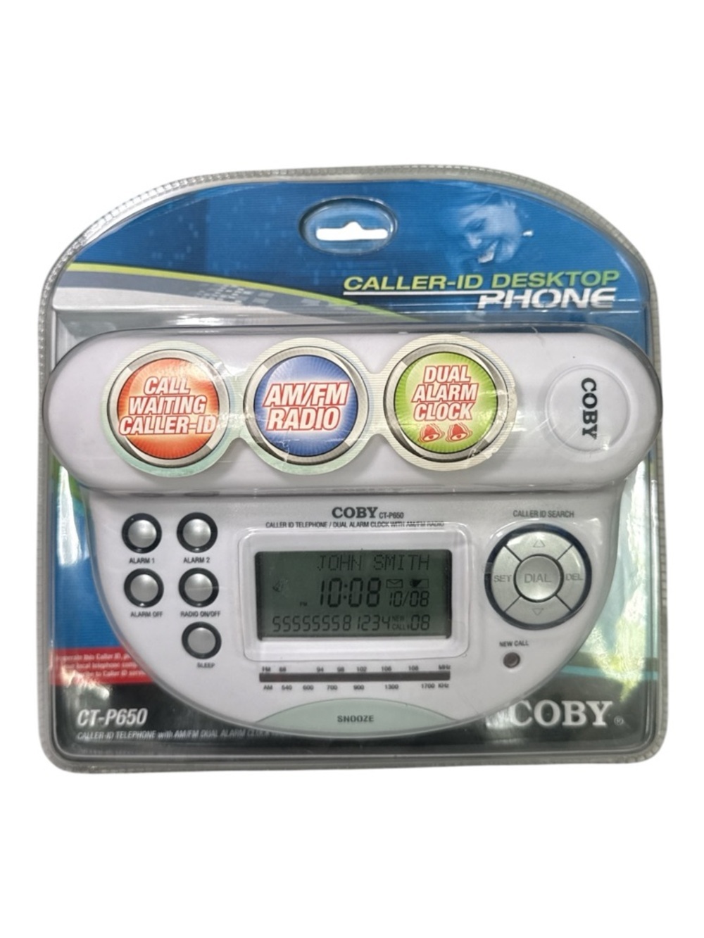 NEW! Vintage Coby CT-P650 Phone w/ Caller ID & Radio Alarm Clock